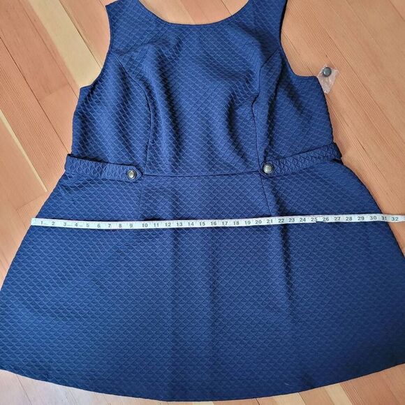 NWT Modcloth 4X navy blue sleeveless dress textured office closet staple - Picture 11 of 15